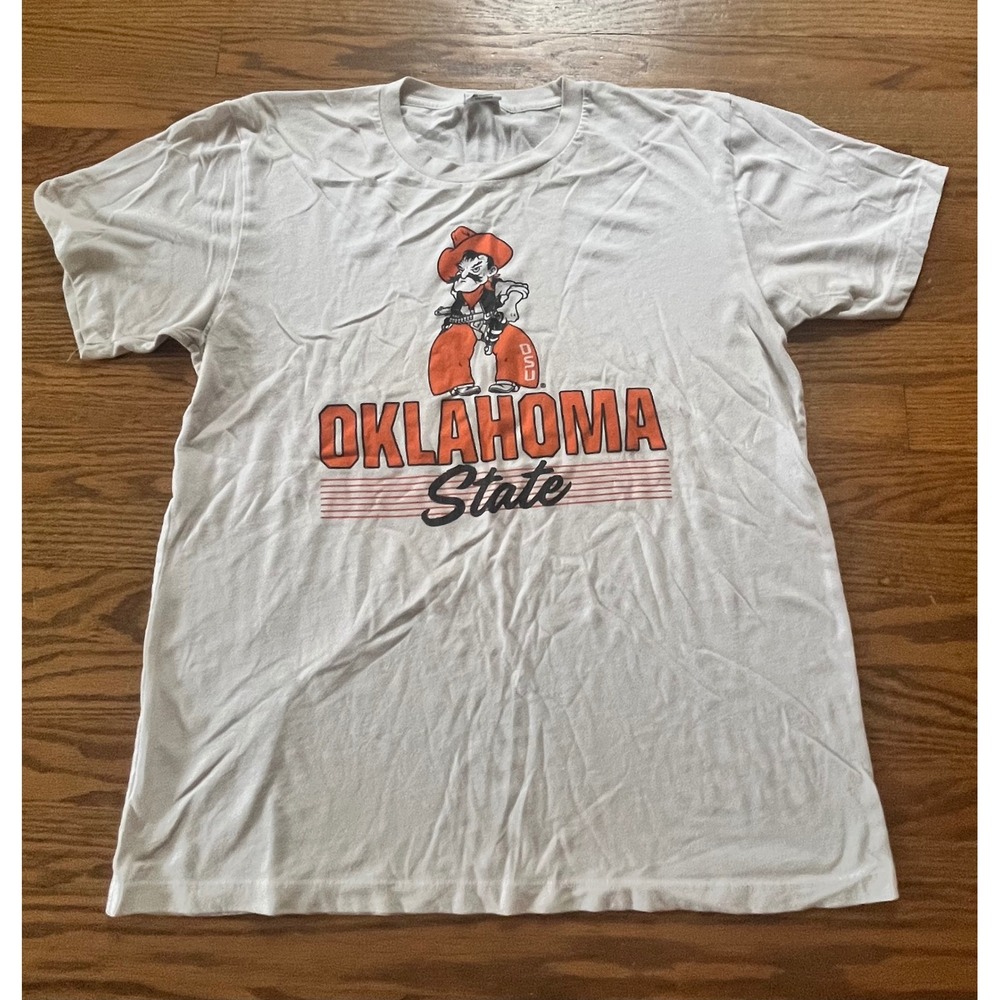 Charlie Hustle Oklahoma State Cowboys Pistol Pete T-Shirt Mens Large White L